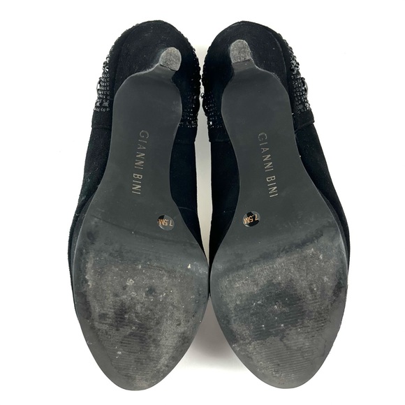 Gianni Bini Brenda Suede Black Crystal Platform Pumps